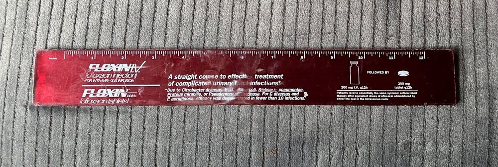 Vintage 1992 FLOXIN LOFLOXACIN Pharmaceutical Drug Rep RULER ~ Rare
