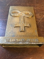 1979 Vintage Brass Pharmacy Stand, Paperweight, Tinactin, Secundum Artem