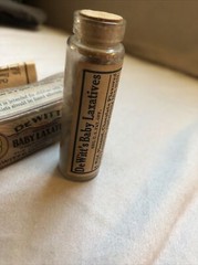 DEWITT’S BABY LAXATIVES LABELED PILL VIAL & ORIGINAL BOX W/ CIRCULAR, Unopened.
