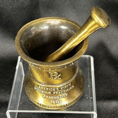 Vintage 1977 Schering Brass Mortar and Pestle 15th Edition Louis DuFilho Jr