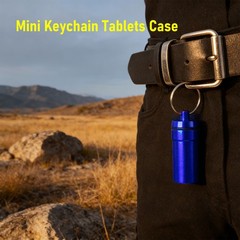 5pcs Mini Keychain Tablets Case Water Proof Outdoor Tablets Container Blue