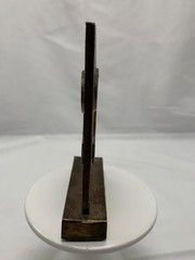 Vintage 1979 Secundum Artem Metal Plaque Paperweight Cross Design & Infinity