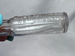 Vtg Blue Brown & Clear Drug Store Pharmaceutical Mini Decorator Lot Of 4 Bottles