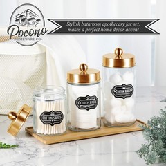 Apothecary Jars 3 Pack – Glass Bathroom Containers with Stainless Steel Lids …