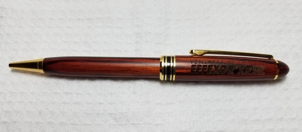 Effexor XR Drug Pen WOODEN Rep Pharmaceutical Promo Rare Engraved