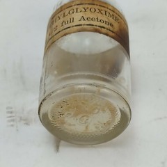 Laboratory Material Chemical Bottle Dimethylglyoxime Glass/Metal Vintage Used