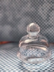Drugstore Apothecary Jar 7 in. w Lid Signed „July 10. P“ Medicine Glass