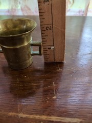 Vintage Brass Small Miniature Double Handled Mortar & Pestle (Bin 20)