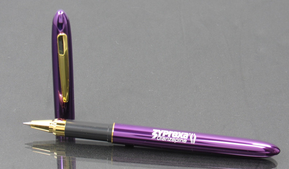 Exquisite Metallic Purple Zyprexa PEN Drug Rep Pharmaceutical Promo Last One
