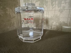 Vintage Ryatan Clear Acrylic Storage Container Drug Rep Ad 4.5” Tall