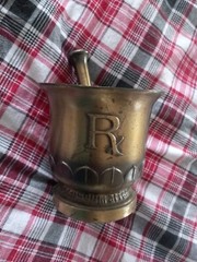 150th Anniversary Brass Mortar & Pestle-Coricidin (OC) Schering Established 1820