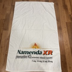 NAMENDA Pharmaceutical Drug Representative Promo 56” X 35” Cotton Back Towel EUC