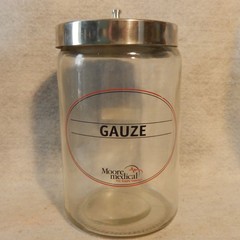 Set 3 Vintage MOORE Medical Supply Glass Jar Apothecary Antique Canisters Gauze