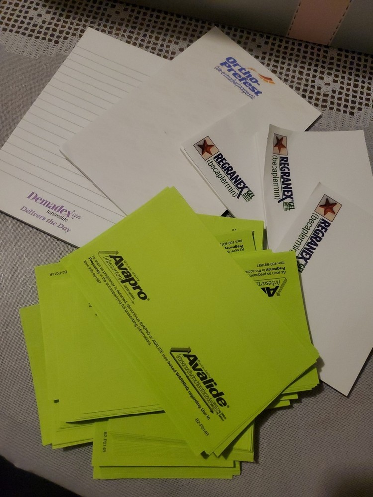VTG Pharmaceutical Post-it Note Lot Avapro Regranex Demadex Ortho Drug Rep Swag