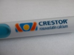 Crestor Rosuvastatin Dual‑Tip Promo Pen – Ballpoint + Highlighter – Rubber Grip