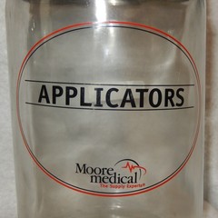 Set 3 Vintage MOORE Medical Supply Glass Jar Apothecary Antique Canisters Gauze