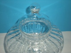 9″ Apothecary Jar Canister Circus Tent Lid Ribbed vtg Empoli Candy container
