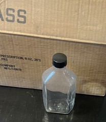 Vintage Label-Rite NOS glass pharmacy 8 oz. medicine prescription Bottle