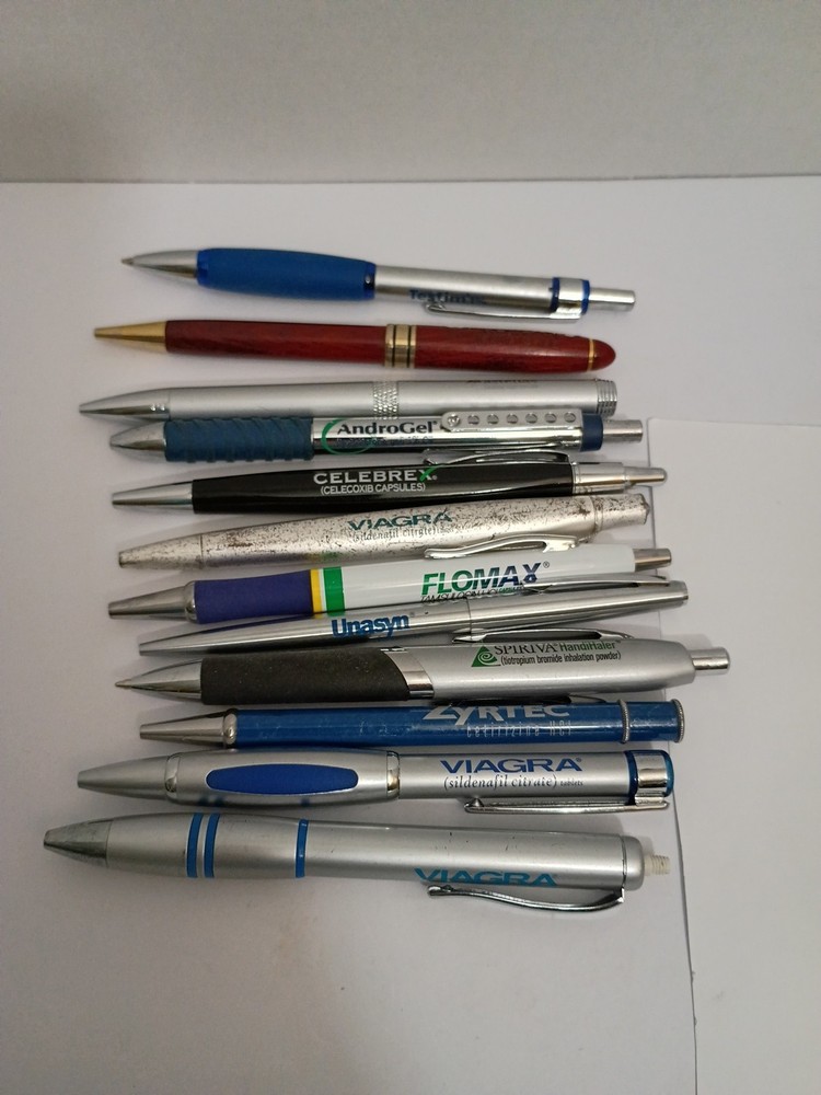 Lot 12 Big Pharma Drug Rep Pens Viagra Zyrtec Flomax AndroGel READ DESC.