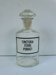 Clear Bottle 250ml, Vintage Glass Apothecary / Pharmacy, TINCTURA FERRI POMATI