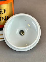 Vintage French Porcelain 7 ½” CIRE JAUNE (Yellow Wax) Apothecary Jar by D.T.