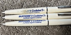 Bufferin Codeine 3 Pharmaceutical Advertising Drug Rep Pen Lot Of 3 Dried Ink
