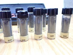Vintage Rare Set of Carborundum Co. Sample Display Set of Grit Sizes