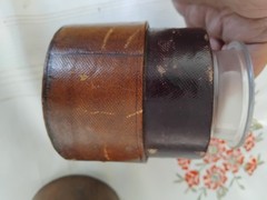 Antique Victorian Glass POMADE Jar in Original Leather Holder