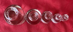 Vtg Lab or Apothecary Glass Scale Weights Set of 5 Clear Pressed Glass