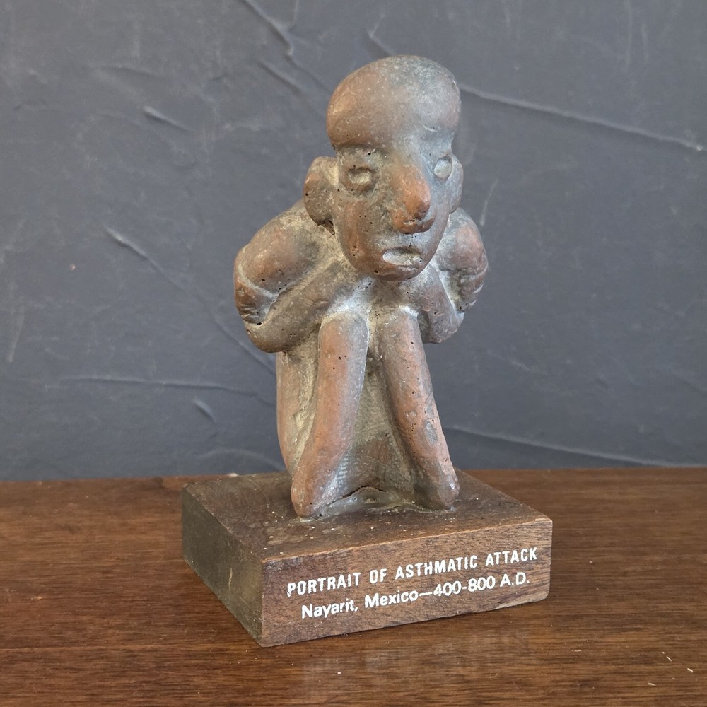 Vintage Schering Pharmaceutical Mayan Advertising Figure Asthmatic Attack