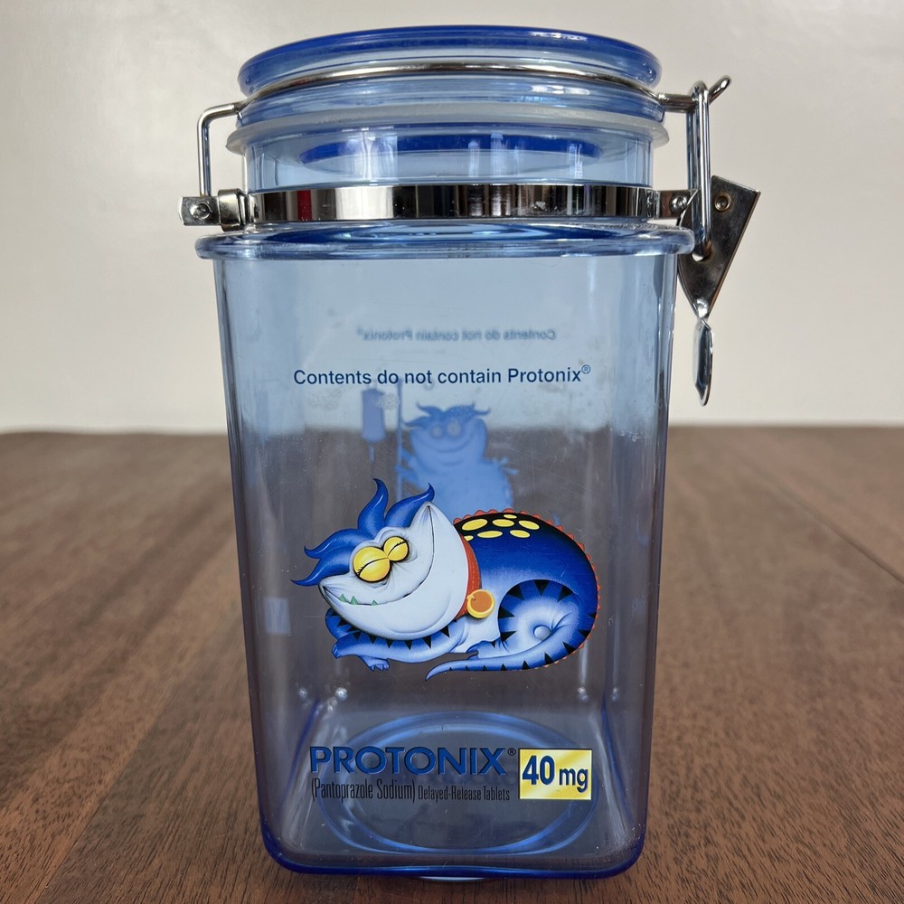 VTG Pharmaceutical PROTONIX IV Plastic Container Drug Rep Cat Promo Canister