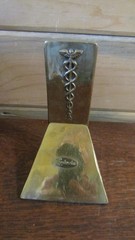 PHARMACY Vintage RX PRESCRIPTION Lederle BRASS BOOKEND/DOORSTOP – 1970’s