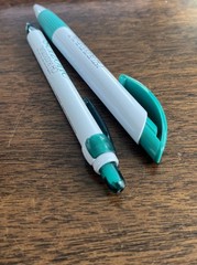 Lot of 2 Drug Rep Serzone Medical Pharmaceutical Pens White Green Grip Working