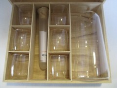Roost Glass Beaker Plus Glasses and Freezer Tube Set with Wooden Storage Case