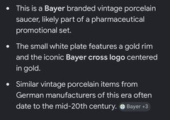 Vtg Bayer Haus Pharmacy Advertisement Promo Porcelain Dish Gold Cross Logo 1952