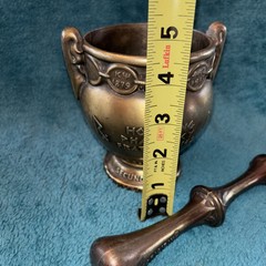 Vtg Heavy Brass Schering 5” Mortar & Pestle Coricidin Pharmacy Fraternities #OO