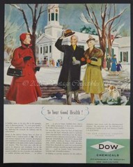 1952 Dow Chemical pharmaceutical drugs winter terrier photo art decor print ad
