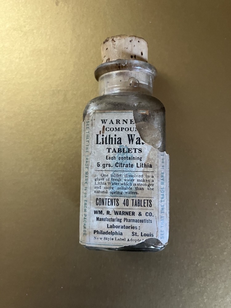 Vintage WM. R Warner’s Lithia Water tablets – bottle unopened