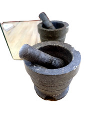 Schist Stone Herb Mortar Pestle Antique Carved Small Mortar