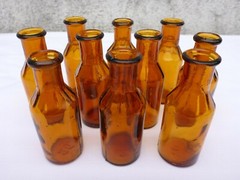 5 X Old Braune Medicine Glas Pharmacy Pharmacist Bottle 0.7oz Approx. 3in Braun