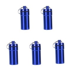 5pcs Mini Keychain Tablets Case Water Proof Outdoor Tablets Container Blue