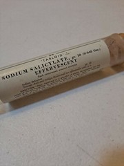 Vintage Pharmacy Sodium Tablets Glass Vial With Cork Paper Label