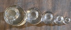 Vintage Clear Glass Laboratory Apothecary Scale Weights 1kg to 50gm Set Of 5