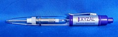 XYZAL 4 Drug Rep Ink PEN Light Up Purple Gold Collectible Pharmaceutical Medical