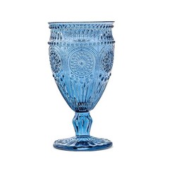 WEDDINGSTAR Vintage Style Pressed Glass Wine Goblet 10oz – Blue
