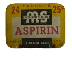 Vintage MS Mechanical Servants Vintage Aspirin – 1959 – Used DISPLAY ONLY