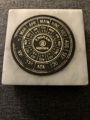 MARBLE VINTAGE RARE ENGRAN SQUIBB PHARMACEUTICAL CALENDAR ( Square ) MED TOOL