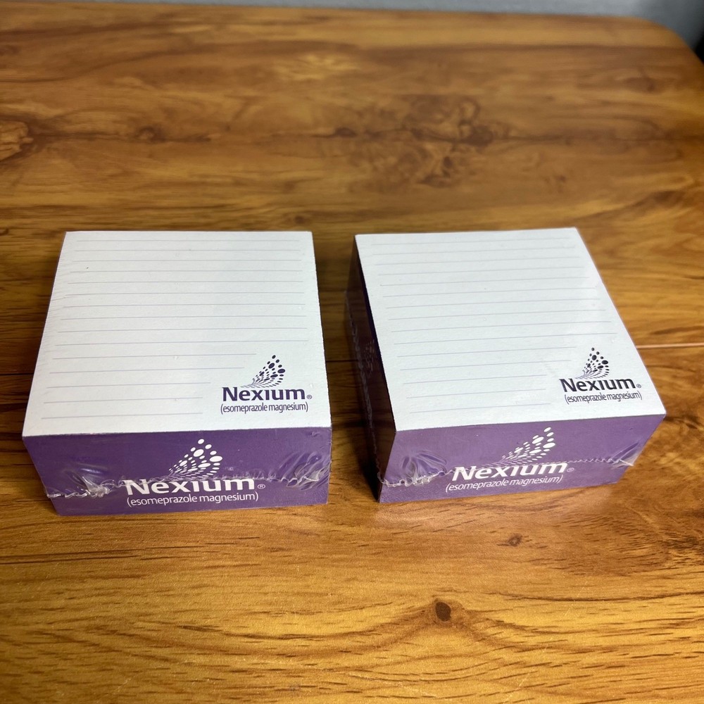 Nexium Memo Pad Set of 2 Purple Pharmaceutical Drug Rep Promo Post-it Blocks NEW