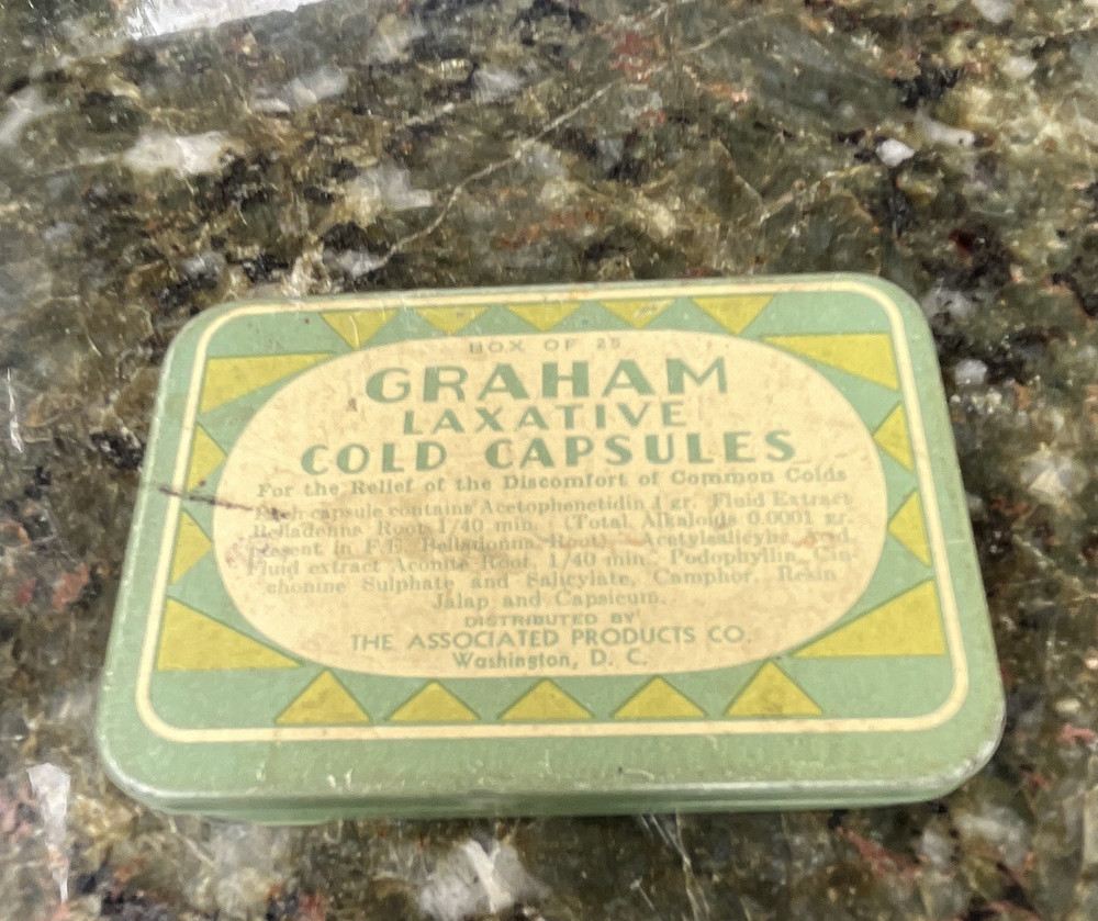 Vintage Graham Laxative Cold Capsules Metal Tin – Associated Products