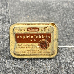 McKesson’s Aspirin Tablets Tin Slide Top 1 7/8” x 1 7/16” Pharmacy Advertising